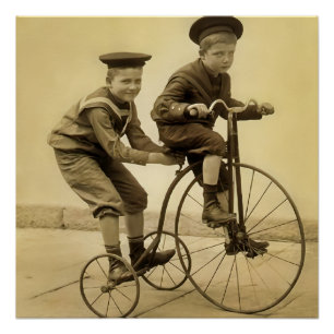 Vintage-Jungs auf Dreirad Poster
