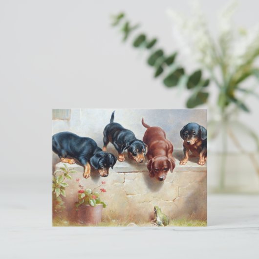 Vintage Jungtiere Postkarte (Stehend Vorderseite)