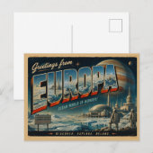 Vintage-Jupiter-Mond-Reise-Kunst Postkarte (Vorne/Hinten)