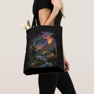 Vintage-Jurassic-Dinosaurier Rex und Triceratops  Tasche