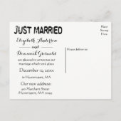 Vintage Just Married Tan & Black Wedding Liebe Ankündigungspostkarte (Rückseite)