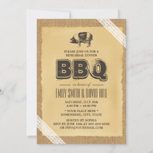 Vintage Jute & Spitze BBQ Probedinner Einladung