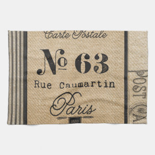 Vintage Jute stylish französisch Paris Handtuch