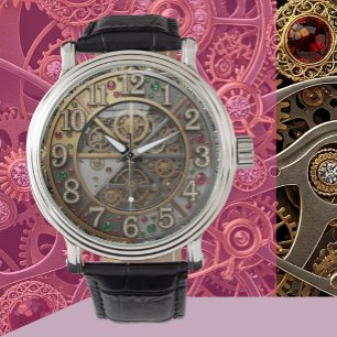 Vintage Juwelenuhr, Steampunk, Diamanten, Gold Armbanduhr