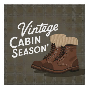 Vintage Kabinensaison Stift Kariert Retro Fall Art Poster