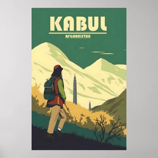 Vintage Kabul, Afghanistan Reiseplakat Poster (Vorne)
