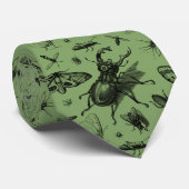 Vintage Käfer & fliegende Insekten Entomologie Grü Krawatte (Gerollt)