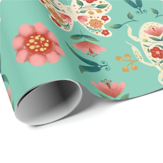 Vintage Käfer und Schmetterling Geschenkpapier (Rolleneckpunkt)