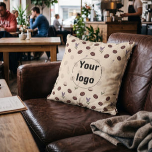 Vintage-Kaffebohnen und Lavendel-Café-Branding Kissen