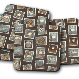 Vintage Kaffee-Briefmarke | Retro Coffee Cork Unte Getränkeuntersetzer