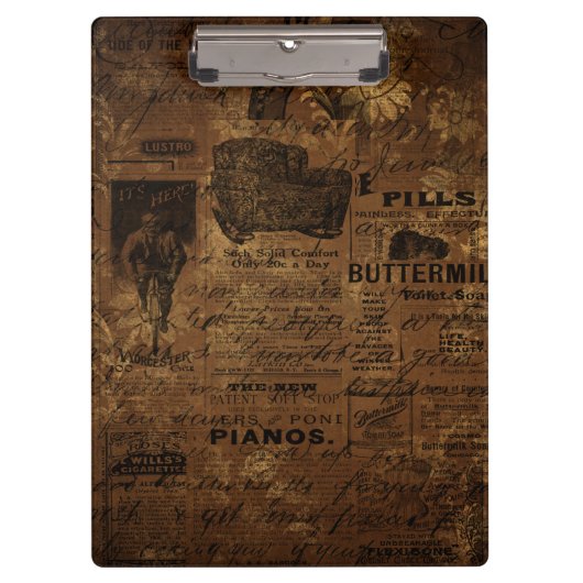 Vintage-Kaffee-Collage    Klemmbrett (Vorderseite)