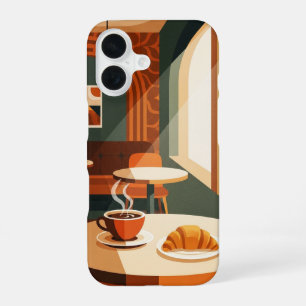 Vintage Kaffee & Croissant iPhone 16 Hülle