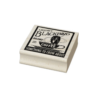 Vintage-Kaffee-Etiketten-Stempel Blackbird Krähe Gummistempel