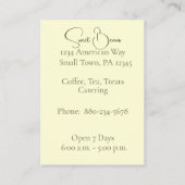 Vintage Kaffee-Kaffeekarte Visitenkarte (Rückseite)