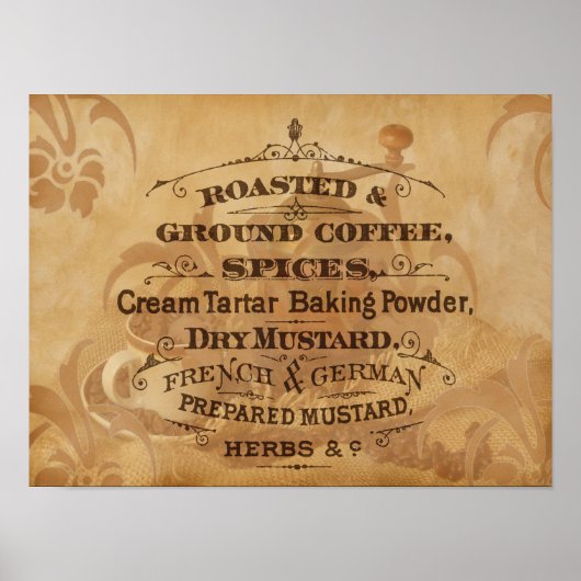 Vintage-Kaffee-Kaffeekunst Poster (Vorne)