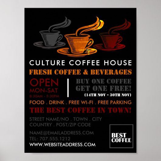 Vintage Kaffee-Tasse, Barista, Café, Coffeehouse Poster (Vorne)