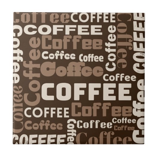 Vintage-Kaffee-Typografie-Muster (1) Fliese (Vorderseite)