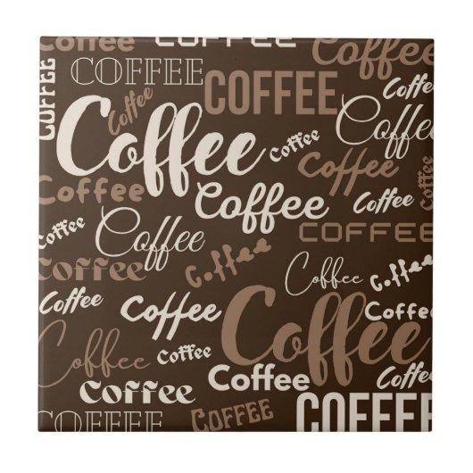 Vintage-Kaffee-Typografie-Muster (3) Fliese (Vorderseite)