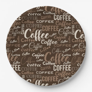 Vintage-Kaffee-Typografie-Muster (3) Pappteller