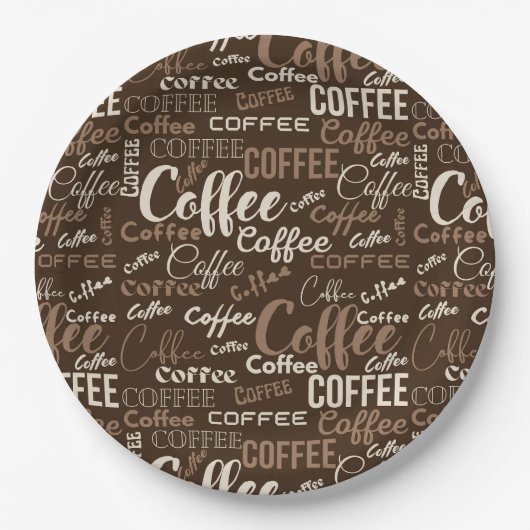Vintage-Kaffee-Typografie-Muster (3) Pappteller (Vorderseite)
