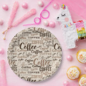 Vintage-Kaffee-Typografie-Muster (4) Pappteller (Party)