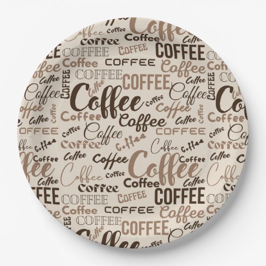 Vintage-Kaffee-Typografie-Muster (4) Pappteller (Vorderseite)