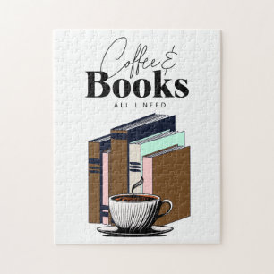 Vintage Kaffee und Bücher All I Need Art Puzzle