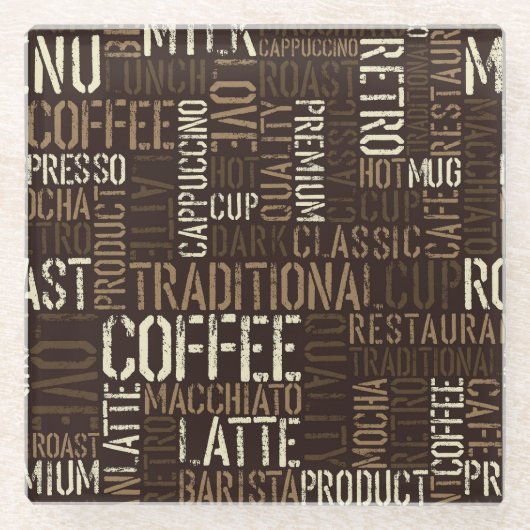 Vintage Kaffeeerlebnis Nahtloses Muster Glasuntersetzer (Vorderseite)