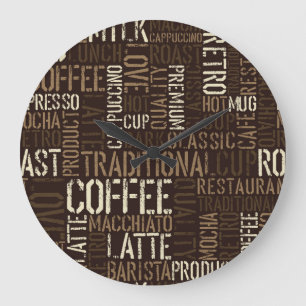 Vintage Kaffeeerlebnis Nahtloses Muster Große Wanduhr