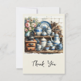 Vintage-Kaffeegarnitur auf einem Regal Dankeskarte