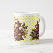 Vintage Kaffeegenäuber Gelbe Polka-Punkte Jumbo-Tasse (Vorderseite Rechts)