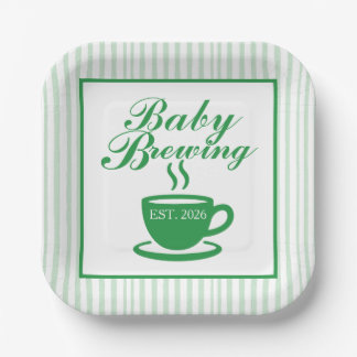 Vintage-Kaffeehaus-Baby-Party - Vintage Grün Pappteller