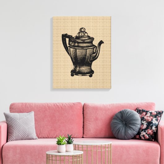 Vintage-Kaffeekanne auf Leinwand (Insitu (Wohnzimmer))