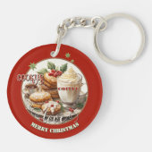 Vintage Kaffeekochen Liebe Weihnachten Schlüsselanhänger (Rückseite)