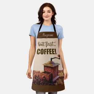 Vintage Kaffeemaschine All-over-Print-Schürze Schürze
