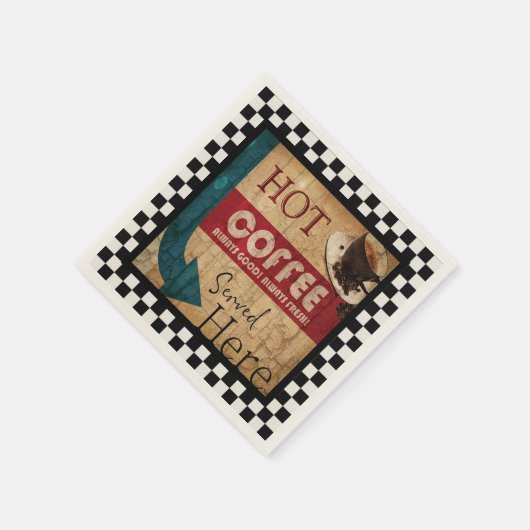 Vintage Kaffeemaschine Serviette (Ecke)