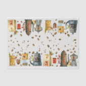 Vintage Kaffeemaschine Tasse Bohnen Seidenpapier (Vorderseite)