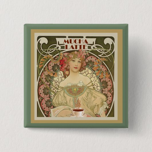 Vintage-Kaffeeplakat-Knopf Button (Vorderseite)