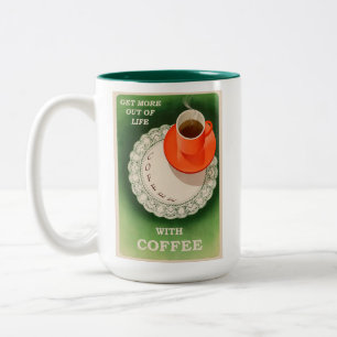 Vintage-Kaffeeplakat Retro Zweifarbige Tasse
