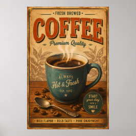 Vintage-Kaffeeplakat-Wandkunst | Retro-Küche Poster