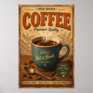 Vintage-Kaffeeplakat-Wandkunst | Retro-Küche Poster