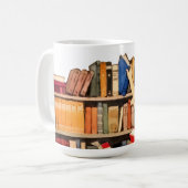 Vintage-Kaffeetasse mit Mädchen an einem Bücherreg Kaffeetasse (Vorderseite Links)