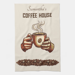Vintage-Kaffeetasse Terrakotta-Café-Branding Geschirrtuch