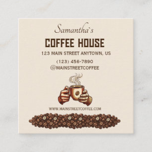Vintage-Kaffeetasse Terrakotta-Café-Branding Quadratische Visitenkarte