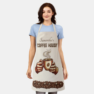 Vintage-Kaffeetasse Terrakotta-Café-Branding Schürze