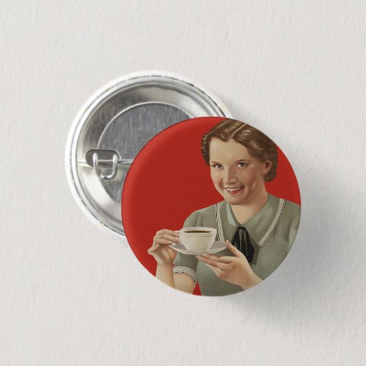Vintage Kaffeewerbung Button (Vorne & Hinten)