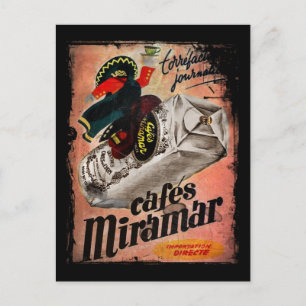 Vintage Kaffeewerbung für Miramar Postkarte
