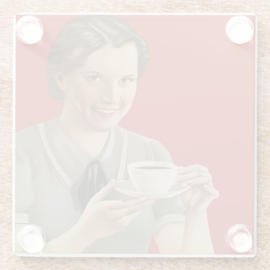 Vintage Kaffeewerbung Glasuntersetzer (Rückseite)