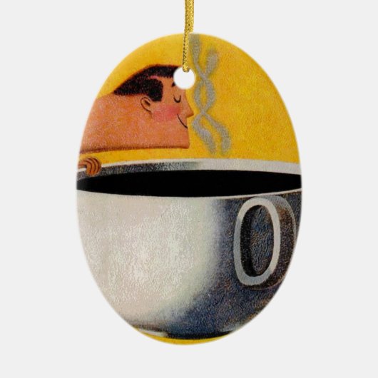 Vintage Kaffeewerbung Keramik Ornament (Vorne)