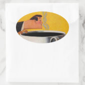 Vintage Kaffeewerbung Ovaler Aufkleber (Tasche)